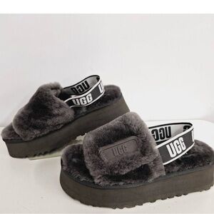 UGG Women's Charcoal Fluffy Slippers